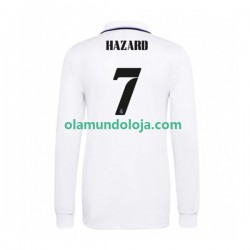 Camisola Real Madrid Eden Hazard 7 Homem Equipamento Primeiro 2022-2023 Manga Comprida